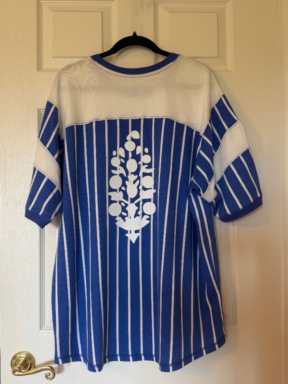 FREE PEOPLE Stanley Cambridge Jersey Tee - Size XS - Blue and White Stripe Logo